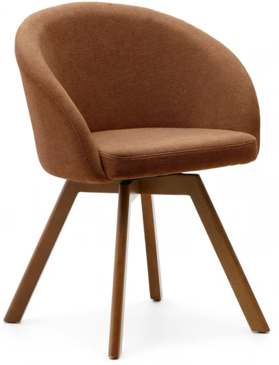 181481 Marvin Поворотный стул из коричневой синели с ножками из ясеня La Forma (ex Julia Grup) арт.181481