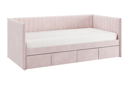 171562.2172 Кровать с ящиками Твикс (Софа) 90х200 см Mebelson (ДСП,Велюр/Розовый) арт.171562,2172