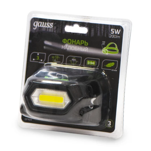GF409 Налобный фонарь светодиодный аккумуляторный 5W Gauss GF409