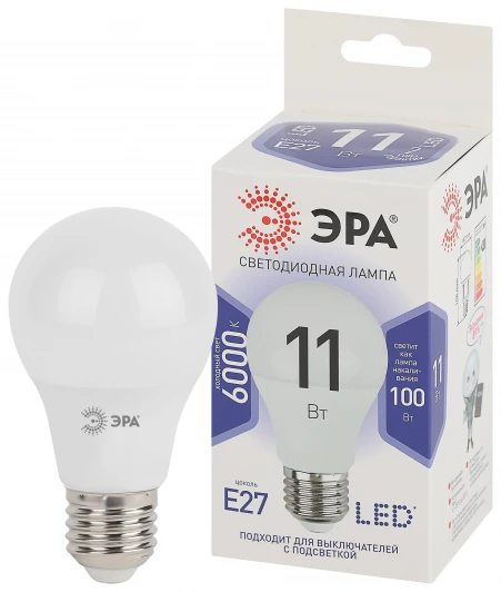 LED A60-11W-860-E27 Лампочка светодиодная E27 11W ЭРА LED A60-11W-860-E27