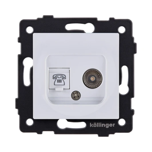 REA-013WH Розетка двойная TV (мама) + телефонная розетка RJ11, белый Kollinger REA-013WH для Aspekt, Eleganz, Reflex