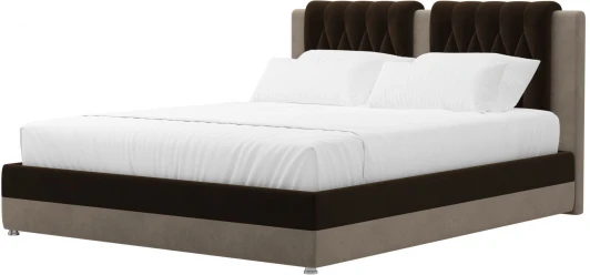 120655 Кровать интерьерная Камилла 200 (Коричневый,Бежевый/Велюр) Лига Диванов арт.120655