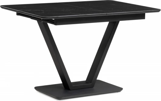 588018 Керамический стол Woodville Бугун 120(160)х80х77 черный мрамор / черный арт.588018