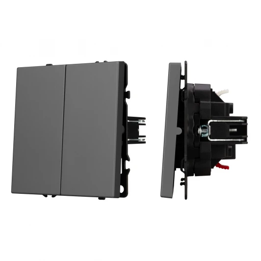 054257 Механизм выключателя двухклавишный проходной SWT-NOBE-MKP2-SFPL-GR (230V, 10A) (Arlight) 054257