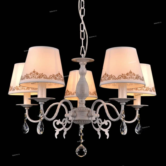 70038-5C IVORY GOLD Люстра подвесная Natali Kovaltseva Biarritz, 5 плафонов, слоновая кость с золотом, белым и прозрачным