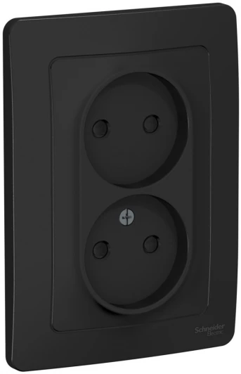 BLNRS000126 Розетка встраиваемая двойная без заземления со шторками (антрацит) Systeme Electric Blanca BLNRS000126