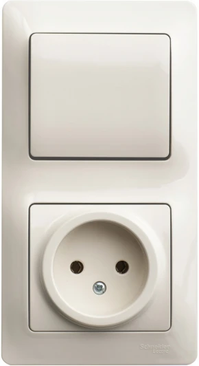 GSL000260 Розетка встраиваемая без заземления с одноклавишным выключателем (бежевый) Systeme Electric Glossa GSL000260