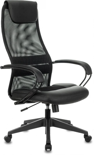 CH-608/BLACK Кресло руководителя Бюрократ CH-608 черный TW-01 сиденье черный TW-11 эко.кожа/сетка с подголов. крестовина пластик