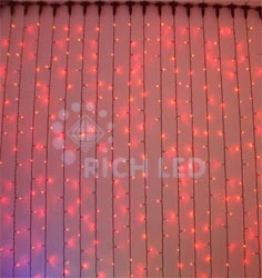 RL-C2*9-B/R Гирлянда светодиодная Занавес красная 220B, 1800 LED, провод черный, IP54 RL-C2*9-B/R Rich LED