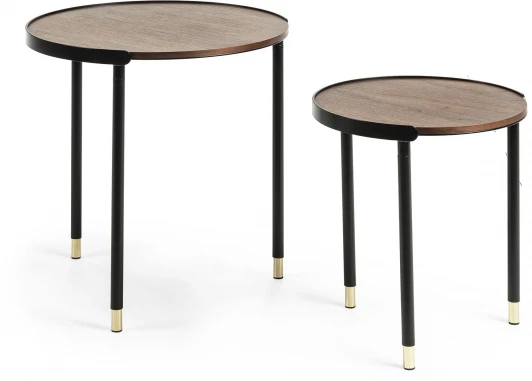 063787 Журнальный стол La Forma (ex Julia Grup) Anabel (Золотой,Черный/ МДФ,Шпон ореха,Дерево,Сталь,Орех,Шпон,Металл)