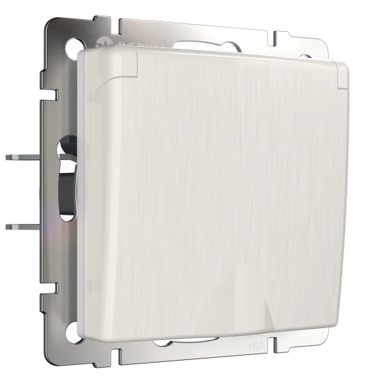 W1171213 Розетка влагозащ. с зазем. с защит. крышкой и шторками (перламутровый рифленый) Werkel W1171213 (a051173)