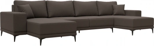 123925 Диван П-образный Льюес (Коричневый/Рогожка) Лига Диванов арт.123925