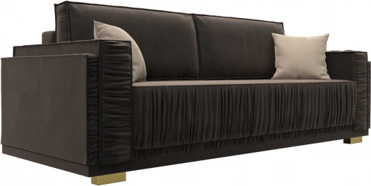 122253 Диван прямой Лига-044 (Коричневый,Бежевый/Велюр) Лига Диванов арт.122253