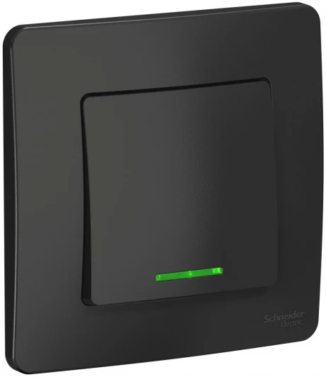 BLNVS010616 Выключатель встраиваемый одноклавишный с подсветкой (антрацит) Systeme Electric Blanca BLNVS010616