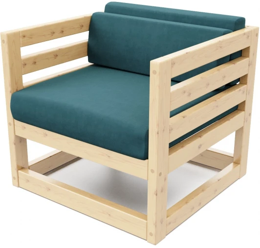 221112 Кресло Arsko Магнус сосна велюр голубой