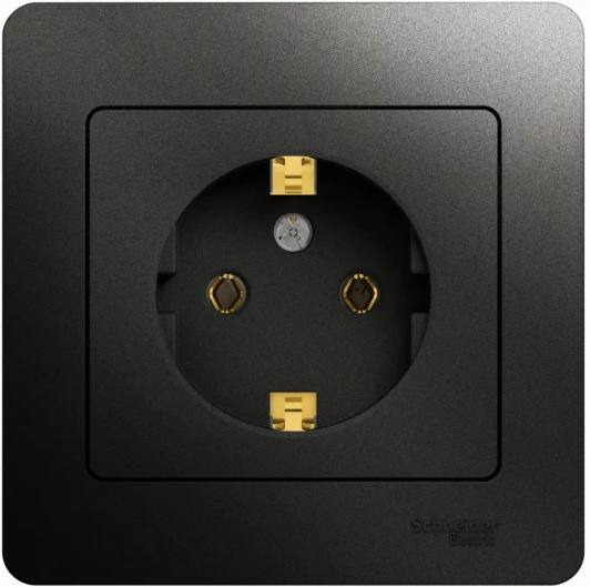 GSL000742 Розетка встраиваемая с заземлением (антрацит) Systeme Electric Glossa GSL000742
