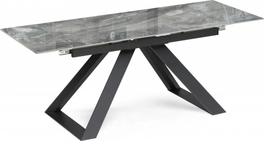 588026 Стеклянный стол Гарднер 140 (Гарднер 140(200)х80х76 оробико / черный) Woodville арт.588026