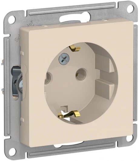 ATN000243 Розетка встраиваемая с заземлением (бежевый) Systeme Electric AtlasDesign ATN000243
