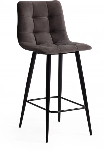 15454 Стул полубарный CHILLY (mod. 7095пб) ткань/металл, 55x44x94 см, высота до сиденья 66 темно-серый barkhat 14/черный Tetchair 15454