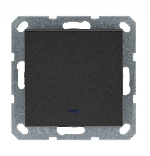 G3011NB Выключатель одноклавишный с подсветкой (антрацит) Jasmart G-Classic G3011NB