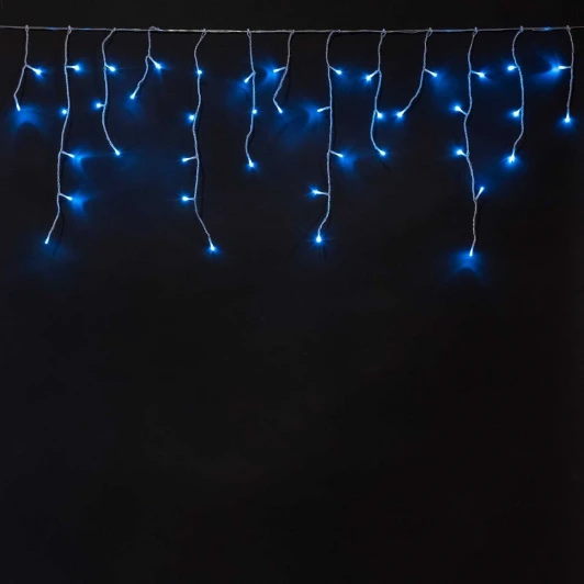 ECC100-10-8SB Гирлянда Бахрома на Батарейках 3 х 0,5 м Светло-Голубая, 100 LED, Провод Прозрачный Силикон, IP65