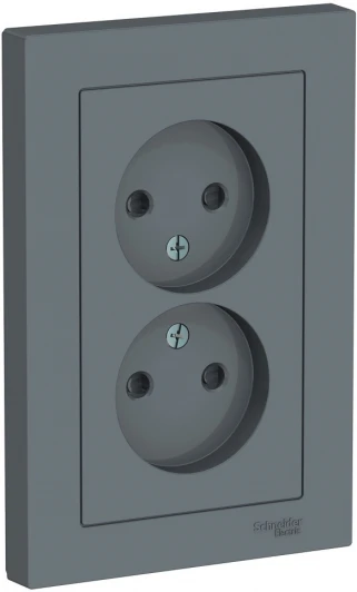 ATN000722 Розетка встраиваемая двойная без заземления со шторками (грифель) Systeme Electric AtlasDesign ATN000722