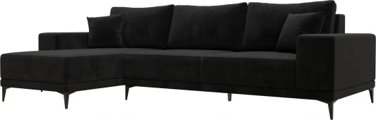 122401L Диван угловой Льюес левый (Черный/Велюр) Лига Диванов арт.122401L