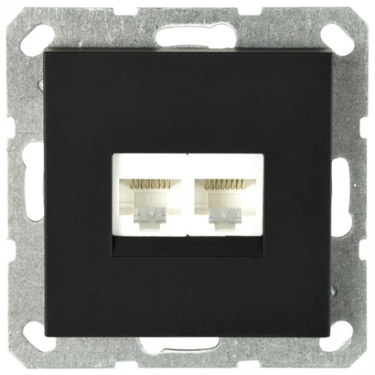 G6106PB Розетка Ethernet RJ-45 двойная (черный матовый) Jasmart G-Classic G6106PB