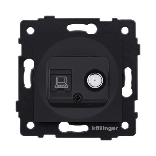 REA-014BM Розетка двойная спутниковая SAT + RJ45 черный матовый Kollinger REA-014BM для Aspekt, Eleganz, Reflex