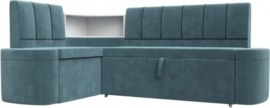 126139L Диван кухонный угловой Тефида левый угол (Бирюзовый,Коричневый/Велюр) Лига Диванов арт.126139L