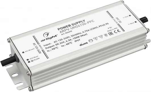 024270 Блок питания ARPV-UH24150-PFC (24V, 6.3A, 150W) (IP67 Металл) 024270 Arlight ARPV