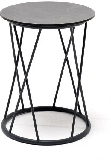 RC658-D40-KOL "Колумбия" журнальный стол из HPL круглый Ø40 H55, каркас из алюминия темно-серый (RAL 7024), цвет столешницы "серый гранит" 4SIS арт.УТ-00005804