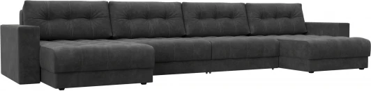 128564 Диван П-образный с декором Лига-049 НПБ Лонг Лига Диванов (Велюр) арт.128564