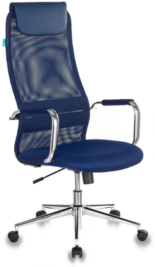 KB-9N/DB/TW-10N Кресло руководителя Бюрократ KB-9N синий TW-05N TW-10N сетка/ткань с подголов. крестовина металл хром