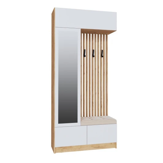 00-00142801 Мини-Прихожая ТЭКС Руэлла, Дуб крафт золотой, Белый