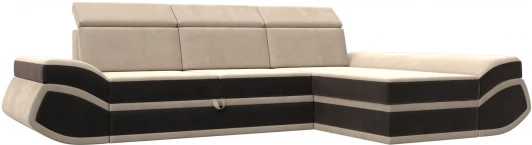 121643 Диван угловой Лига-032 правый угол (Бежевый,Коричневый/Велюр) Лига Диванов арт.121643