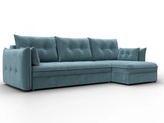 133679 Диван угловой Лига-100 НПБ угол универсальный (ДСП,Фанера/Пластик/Велюр/Бирюзовый) Лига Диванов 133679