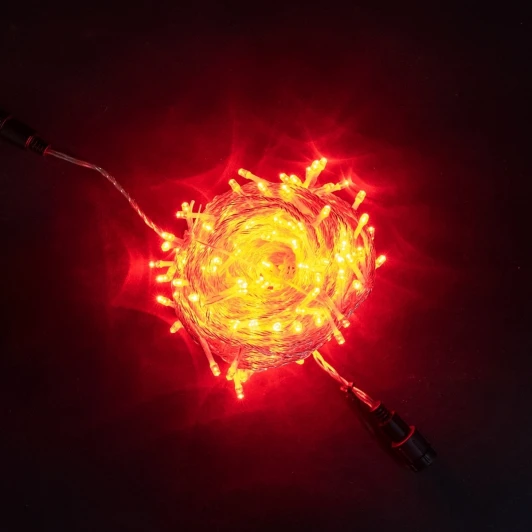 EST200-3W10-1R Гирлянда Нить 20м Красная с Возможностью Управления 24В, 200 LED, Провод Прозрачный Силикон, IP65