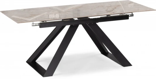 588027 Стеклянный стол Гарднер 140 (Гарднер 140(200)х80х76 temptation avorio / черный) Woodville арт.588027