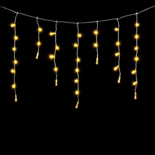 PIL189CAP-10-2WW Гирлянда Бахрома с Колпачком 4,9 x 0,5 м Тепло-Белая 220В, 189 LED, Провод Прозрачный ПВХ, IP65