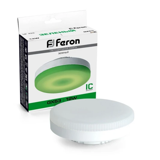 48560 Лампа светодиодная GX53 таблетка 12W 175-265V GX53 зеленый Feron LB-455 48560