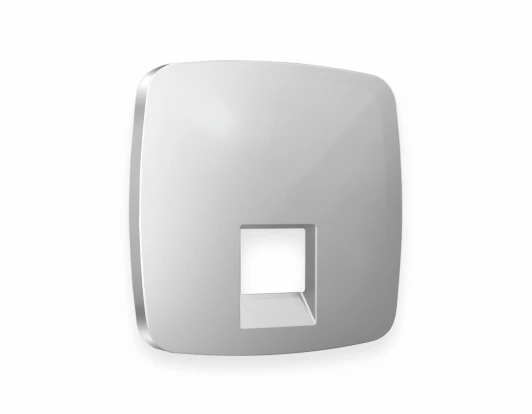 OP4120 Лицевая панель Ambrella Volt OMEGA (Серебро глянец) для компьютерной/телефонной розетки RJ-45/RJ-11 QUANT OP4120