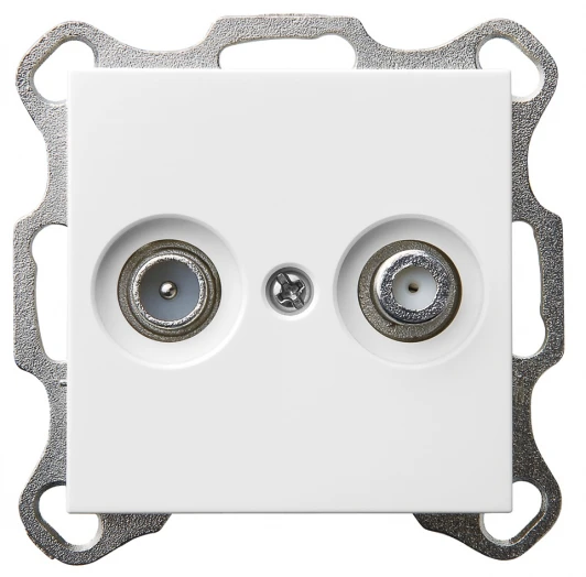 G6204W ТВ-розетка оконечная + акустическая (белый глянцевый) Jasmart G-Classic G6204W