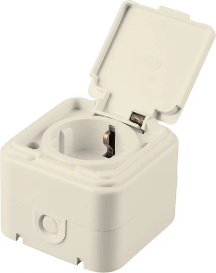 49058 Розетка с заземлением и защитной крышкой (слоновая кость) Stekker Брест 49058