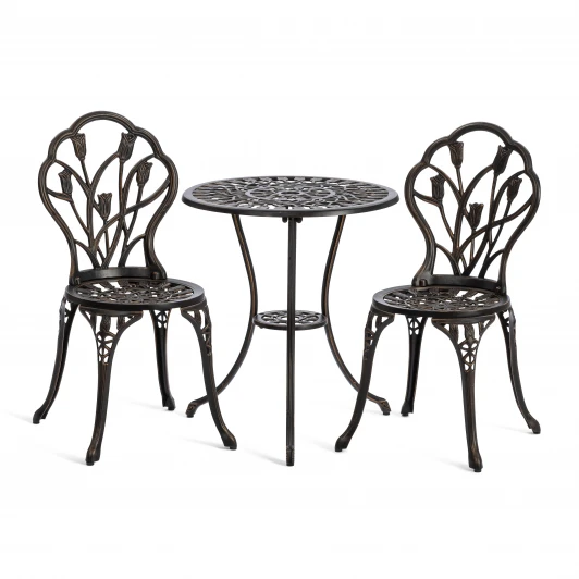 11378 Комплект Secret de Maison Waltz of Flowers/Вальс Цветов (стол+2 стула) алюминиевый сплав, D60/H67, 47х41х86см, бронзовый Tetchair 11378