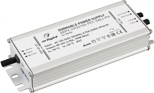 026126 Блок питания ARPV-UH24150-PFC-DALI-PH (24V, 6.3A, 150W) (IP67 Металл) 026126 Arlight ARPV