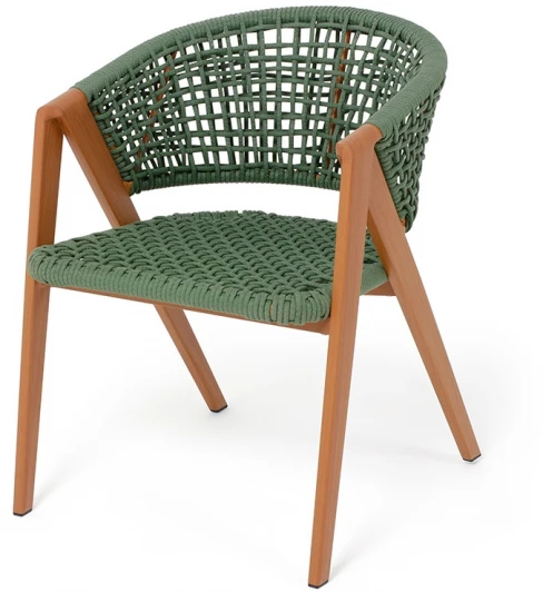 AM2410-CH Green "Амстердам" стул плетеный из роупа, каркас алюминий, роуп зеленый круглый 4SIS арт.УТ-00009516