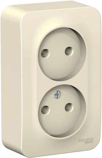 BLNRA000202 Розетка накладная двойная без заземления (молочный) Systeme Electric Blanca BLNRA000202