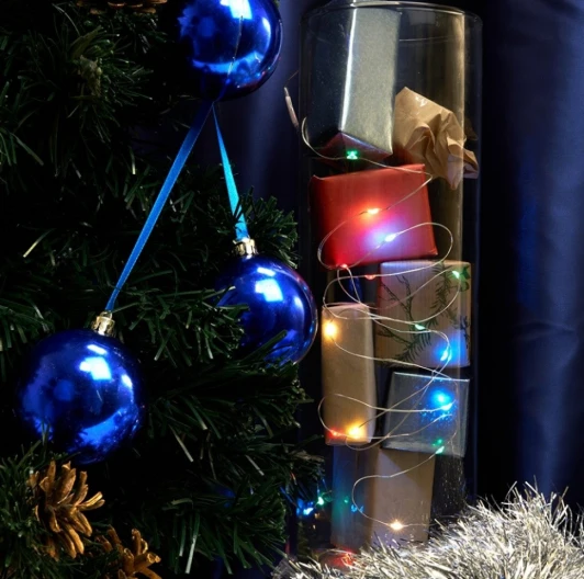 51441 Светодиодная гирлянда линейная Роса мультиколор 2м с питанием от батареек Feron CL588 51441