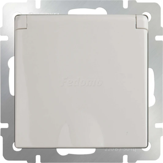 WL03-SKGSC-01-IP44-ivory Розетка встраиваемая с заземлением, шторками и крышкой Werkel, слоновая кость